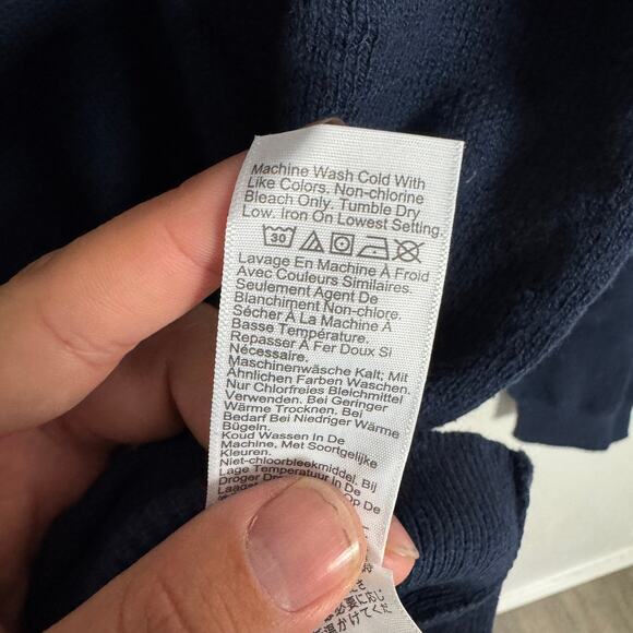 J.Crew Cotton Half-Zip Sweater Mens M Navy Blue Pullover Mock Neck Long Sleeves - Picture 6 of 7